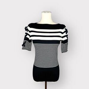 Nwt LAUREN RALPH LAUREN Black & White Striped Top (Sz S)